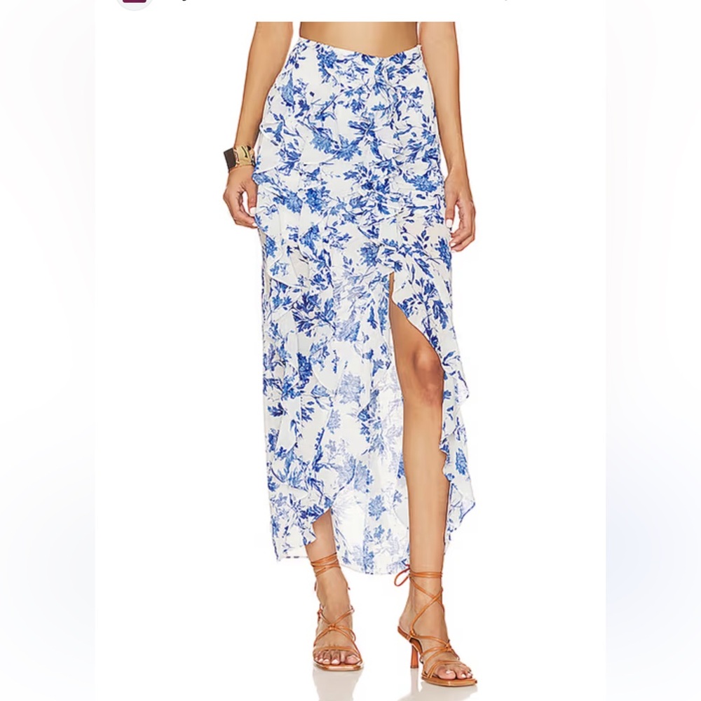 Free People Flounce around Floral Ruffle Maxi Skirt